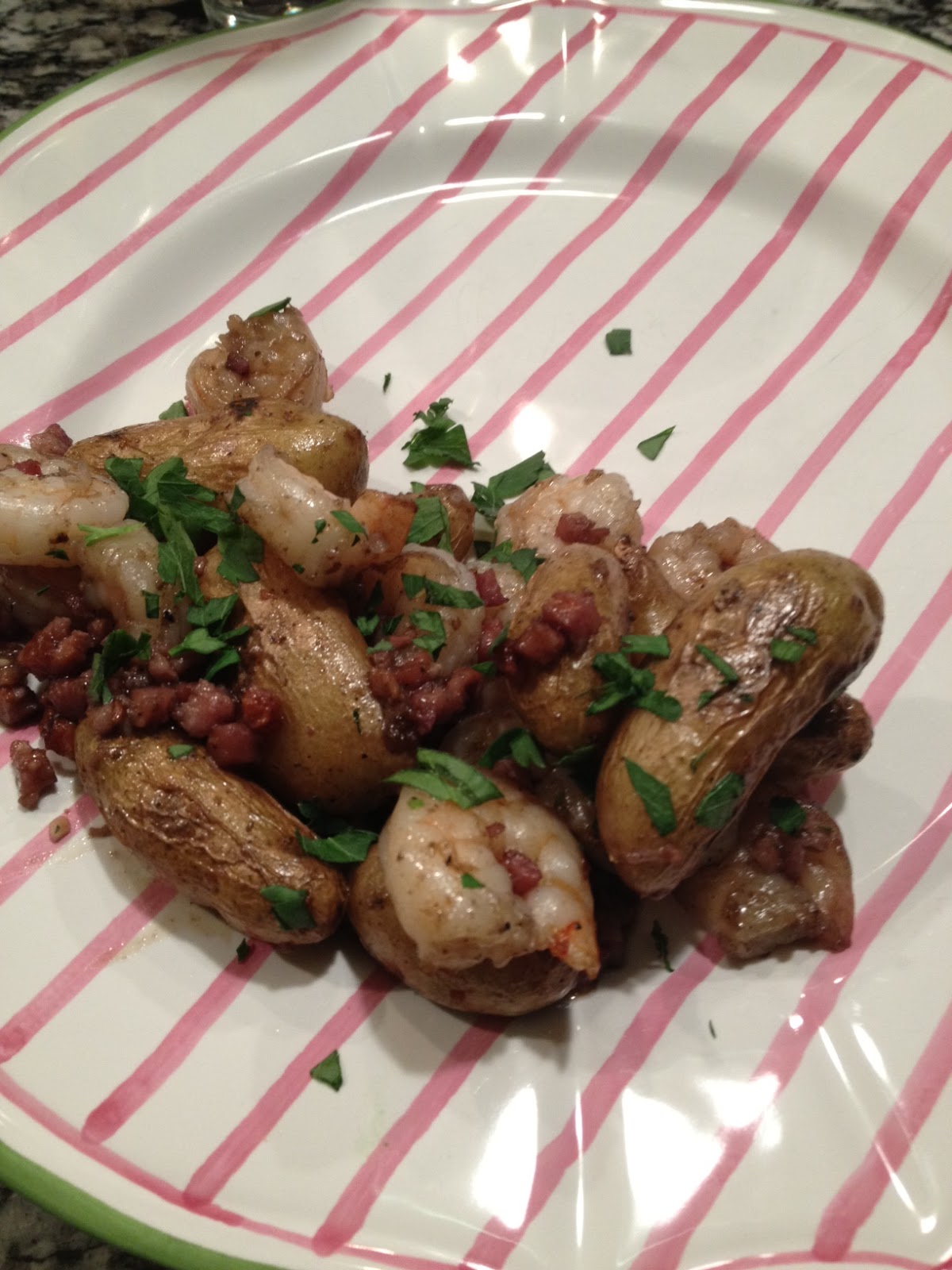Classic Annie. Recipe Roasted Potatoes, Shrimp, Pancetta