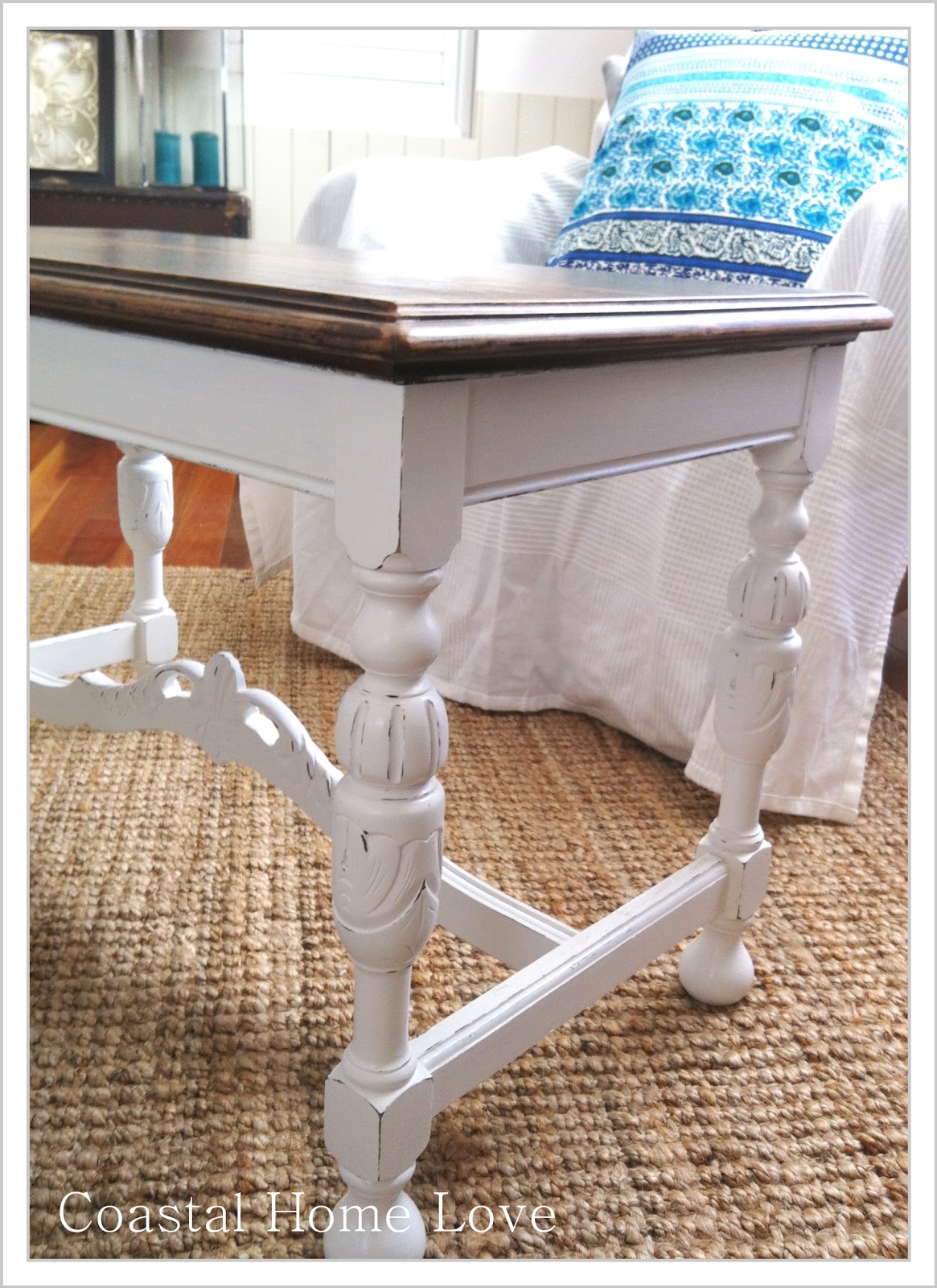 Coastal Home Love Before and After A Vintage Coffee Table Makeover )