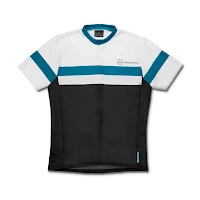 Mercedes-Benz Bikes 2013: Men’s cycle jersey in black/white/petrol. Exclusive Mercedes-Benz design. 100% breathable polyester.