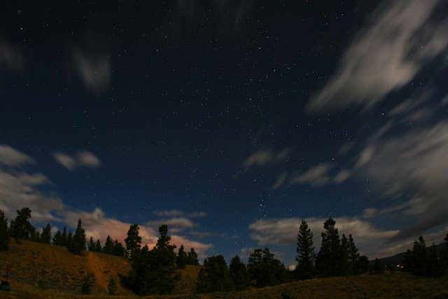 Stars and moving clouds while camping at the Twin Lakes near Leadville, Colorado.