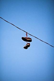 Harfield Village Shoes hanging from power lines