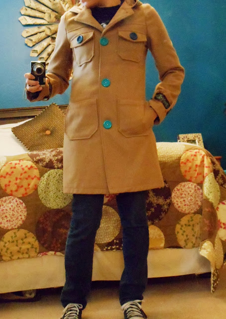 REDOS, COAT REDO, THRIFTED COAT, DIY BUTTONS