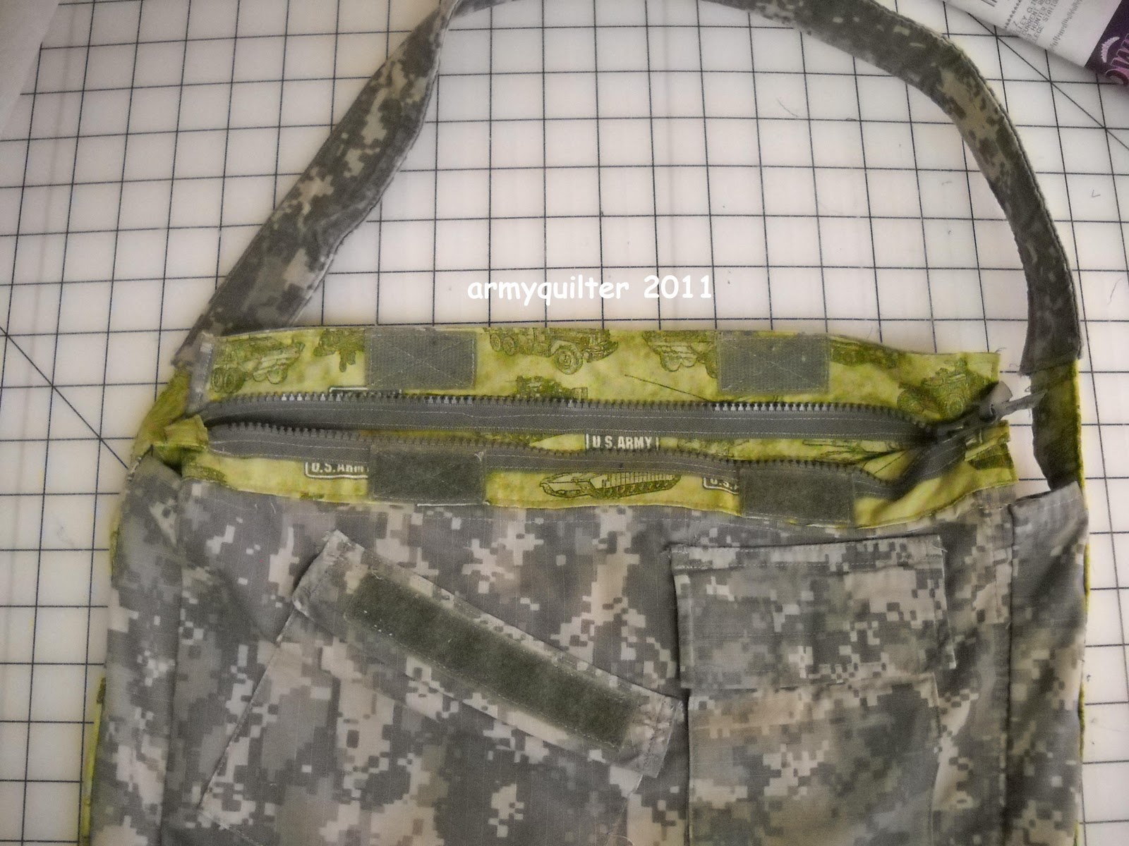 Army Wife Quilter: ACU shirt to purse redo