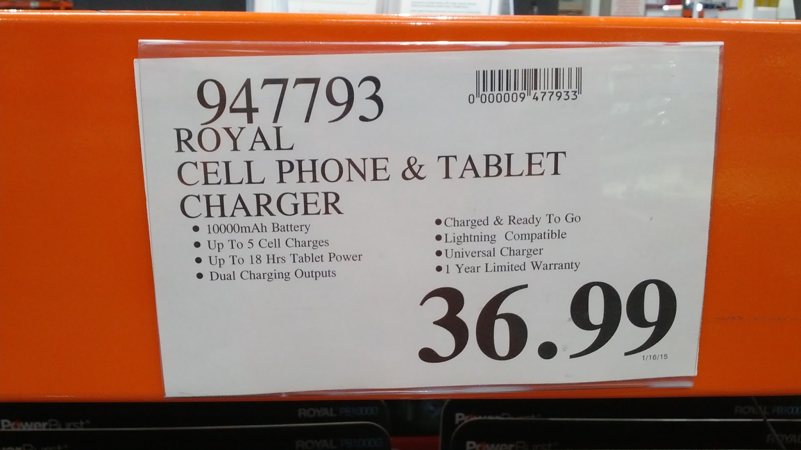 Royal Cell Phone and Tablet Charger Costco Weekender