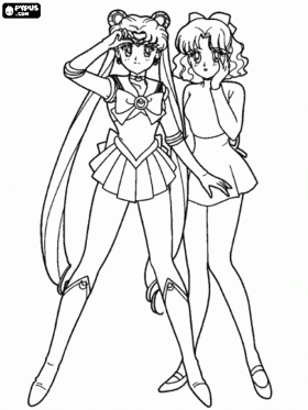 Desenhos para colorir de duas sailor amigas 