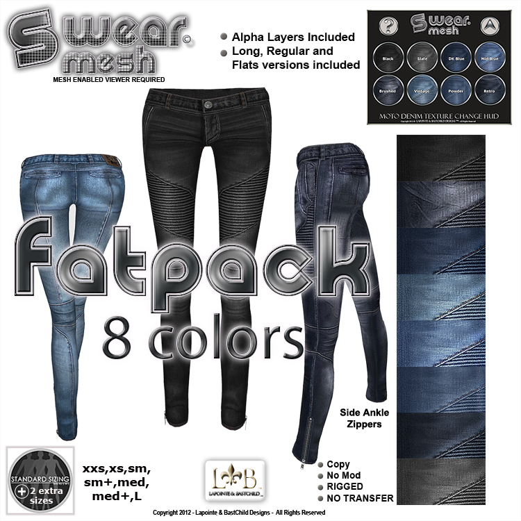 LAPOINTE AND BASTCHILD New! "Moto Denim" mesh jeans for women