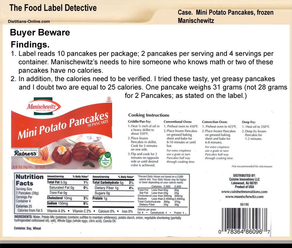 Dietitians Online Blog The Food Label Detective Case. Mini Potato