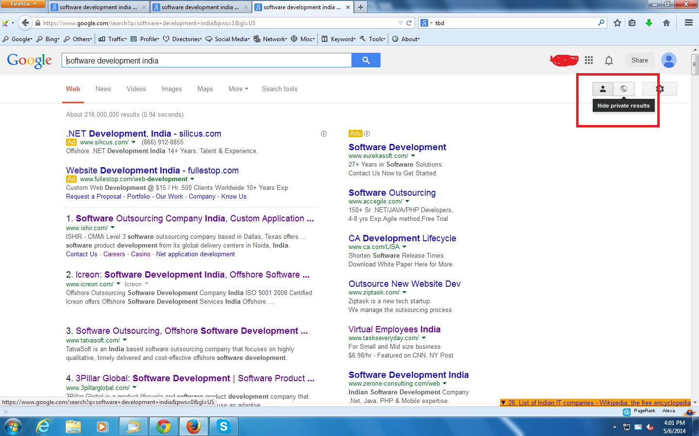 Now Show or Hide Private Search Results in Google Search Search