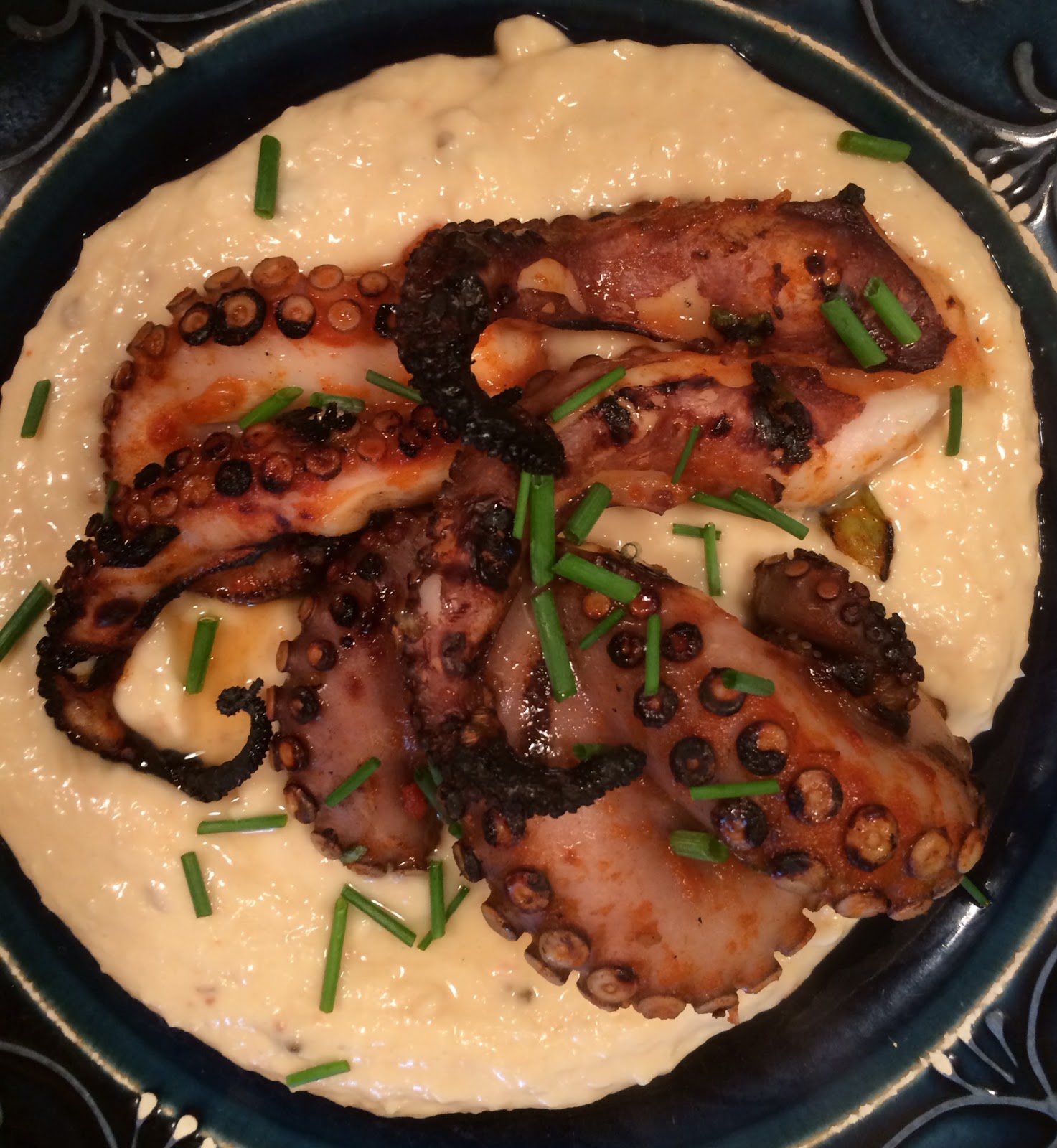 David Doesn't Bake Grilled Octopus with a Garlic Bean Puree