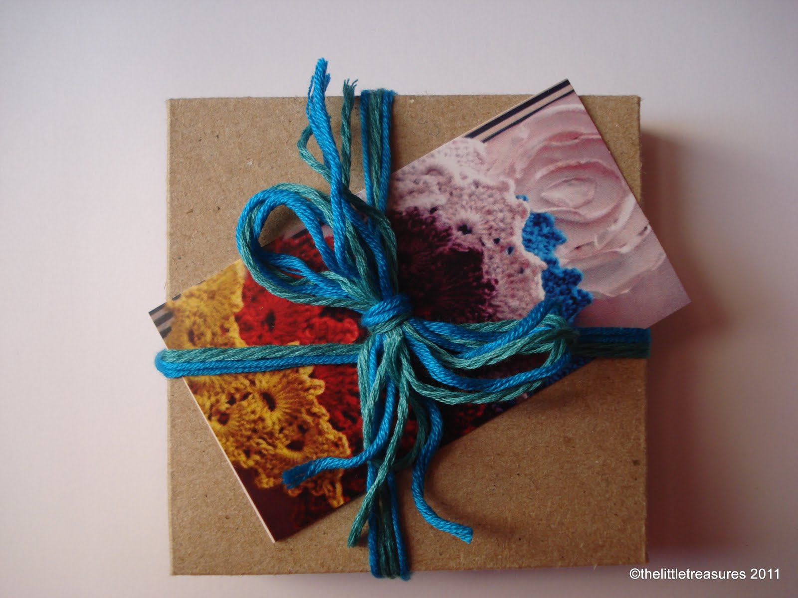 Little Treasures Gift wrapping with yarn
