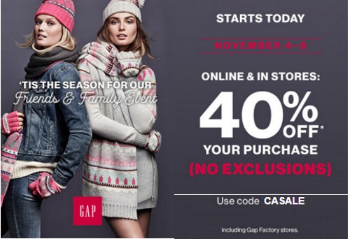 Gap Friends & Family 40% Off Promo Code & 50% Off In-store