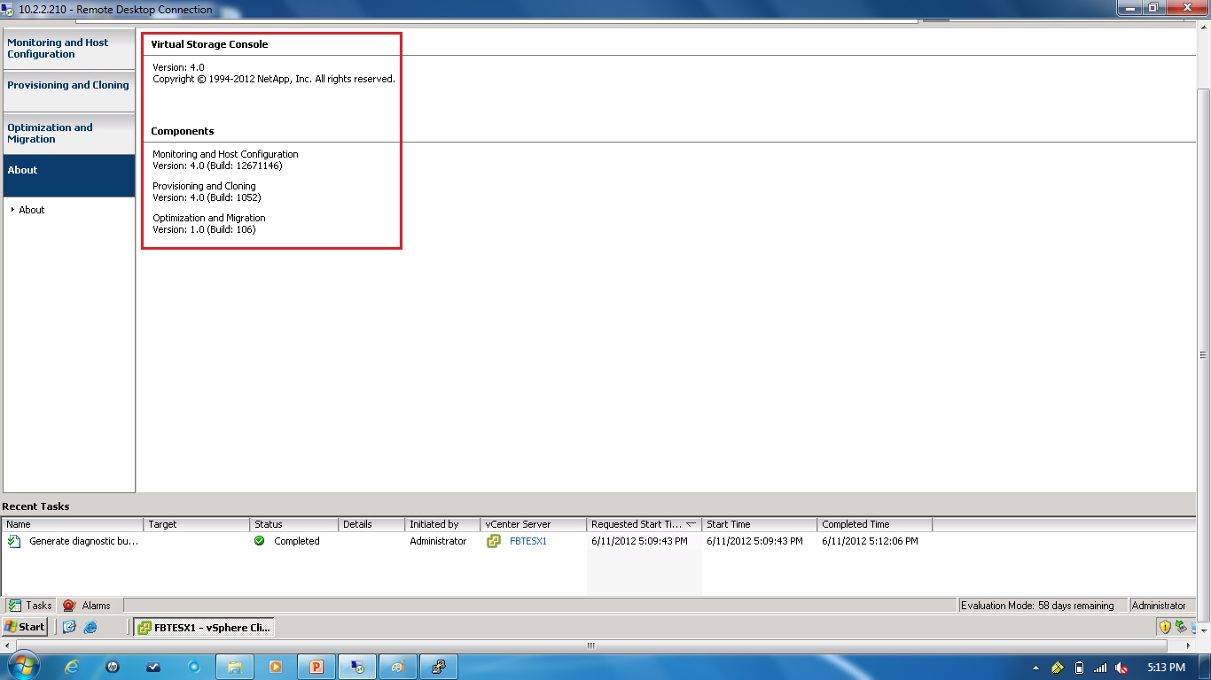 Remote Infrastructure Management NetApp Virtual Storage Console for