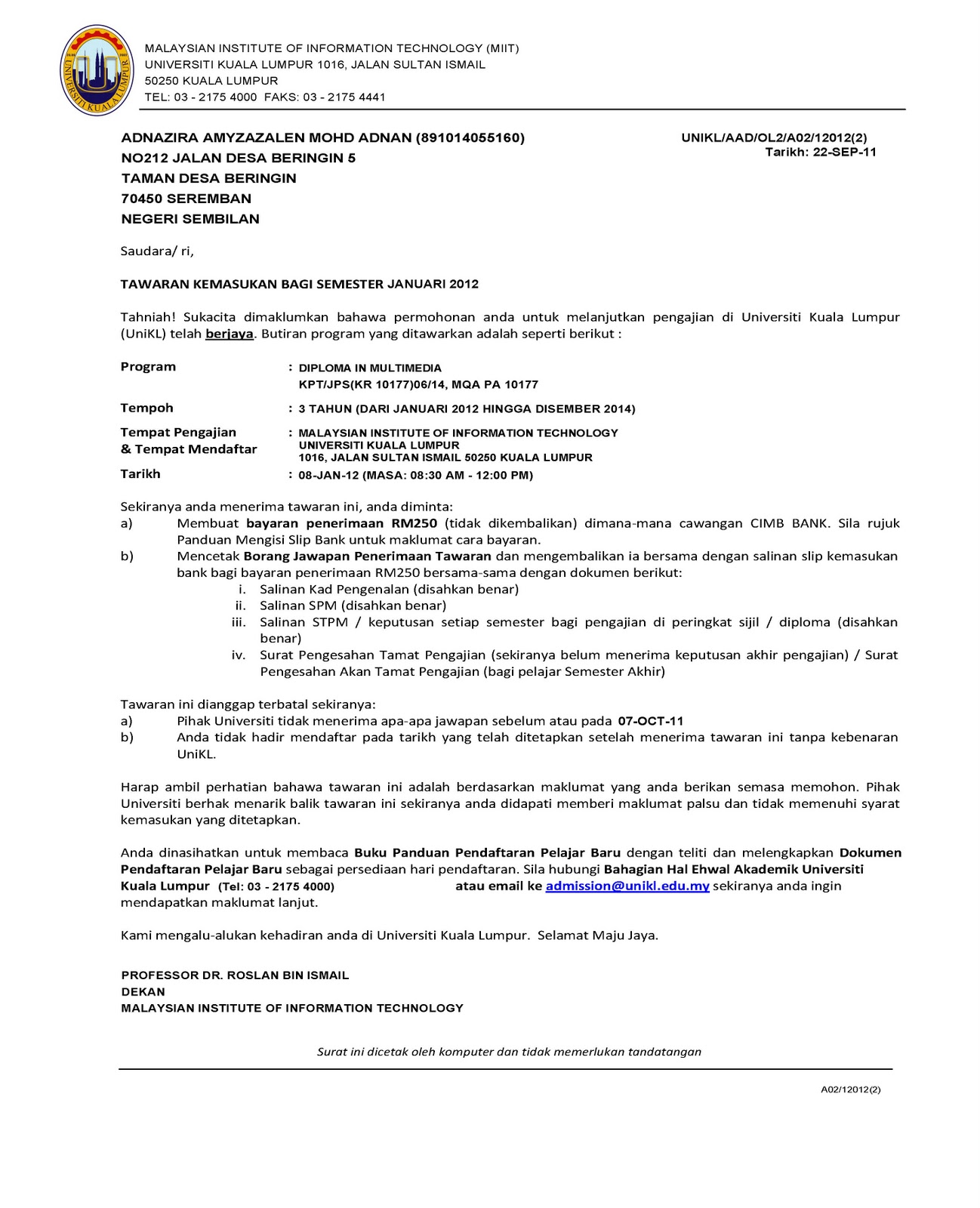 keindahan memoriri semalam surat tawaran unikl miit keindahan memoriri semalam surat tawaran unikl miit