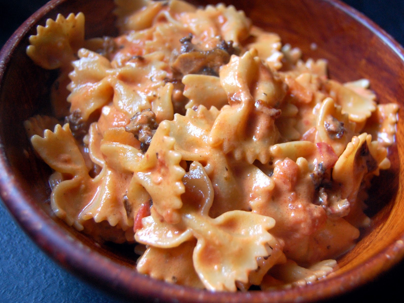 Cassie Craves Bow Ties with Spicy Sausage in Tomato Cream Sauce