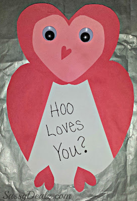 owl valentines day craft card