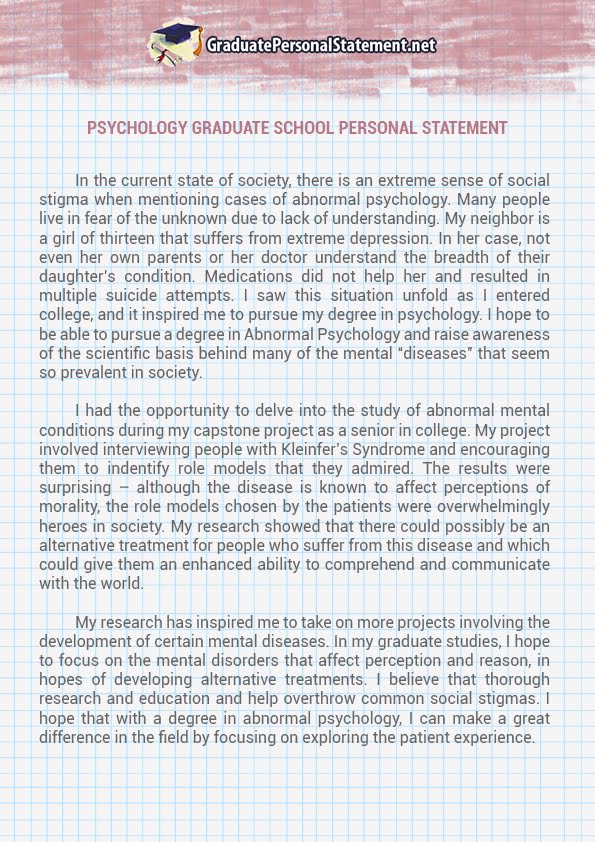 personal statement for graduate school psychology personal statement for graduate school psychology