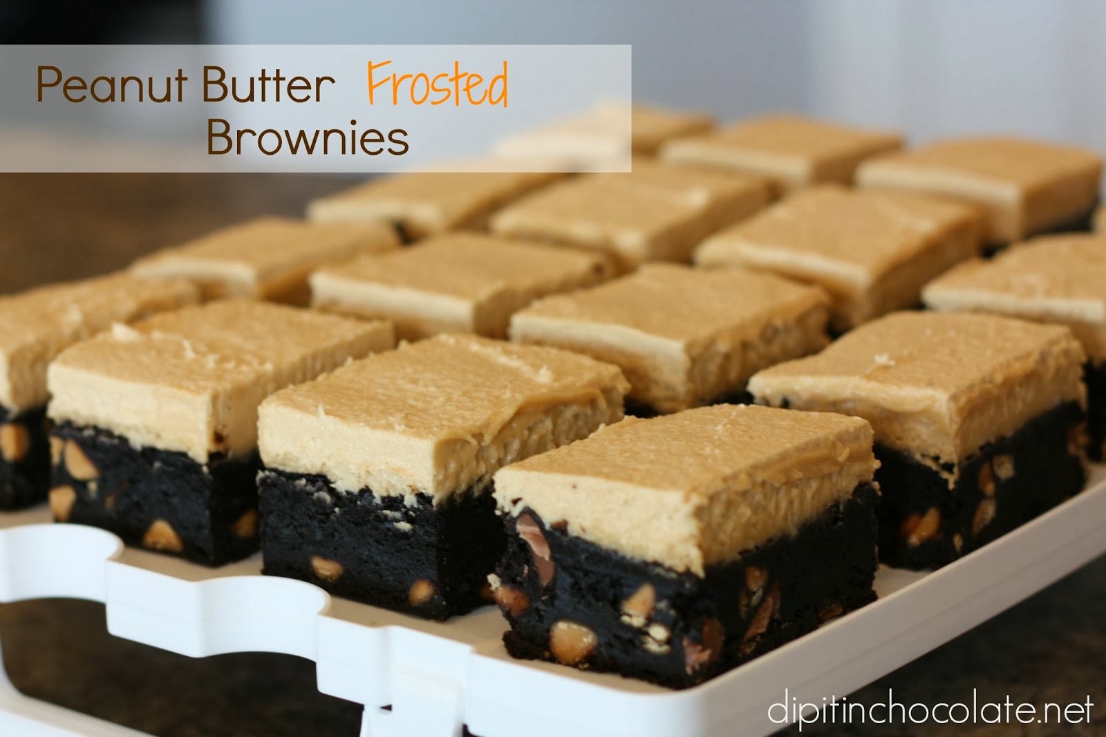 Peanut Butter Frosted Brownies Dip it in Chocolate