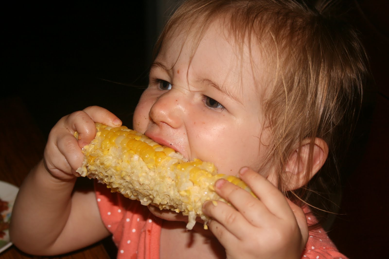 SweetPotatoClaire corn on the cob and crayons, her latest discoveries