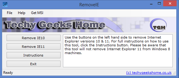 RemoveIE screenshot