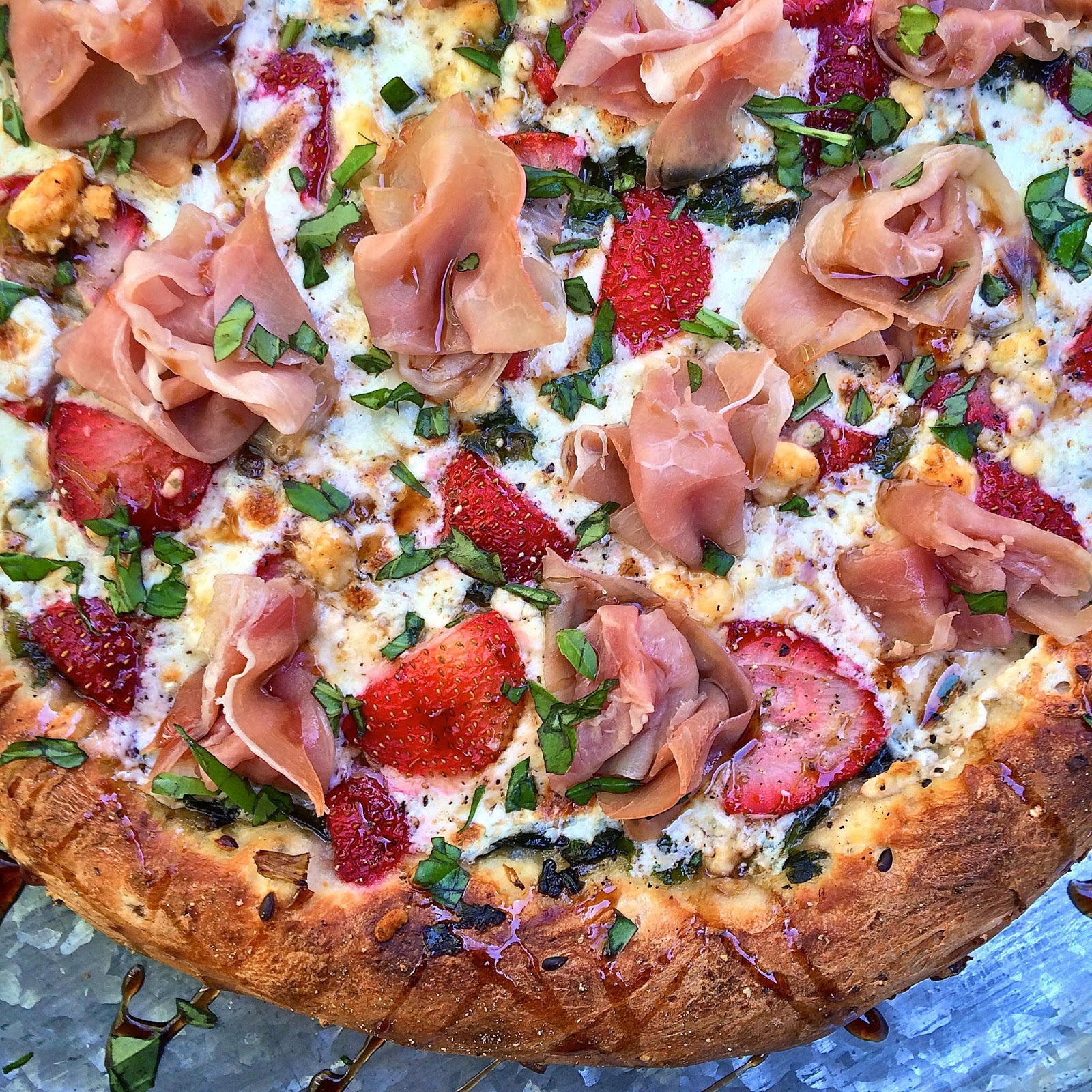 Haute + Heirloom Summer Strawberry Pizza with Sauteed Ramps, Crumbled