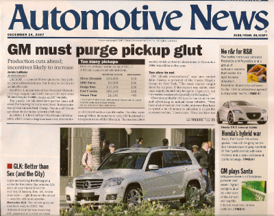 car newspaper ads on ... page of the Automotive News, a Detroit-based newspaper and website