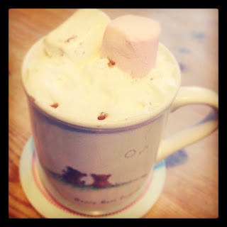 hot chocolate with cream and marshmallow