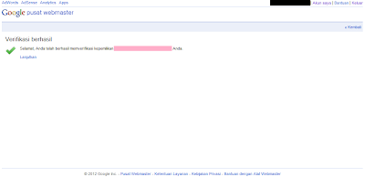 Cara Daftar Blog di Google Webmaster Tools - Selesai Cara Daftar Blog di Google Webmaster Tools - Selesai