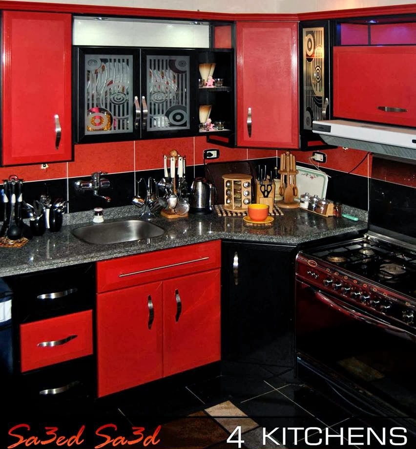 Alumital modern kitchen in Red and black colors Stylish Home Decors