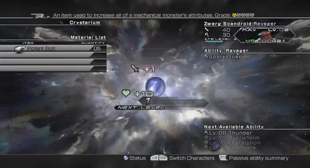 Final Fantasy 13-2 Master of Monsters 2012 trailer use monsters in battle level them up and allocate skill points