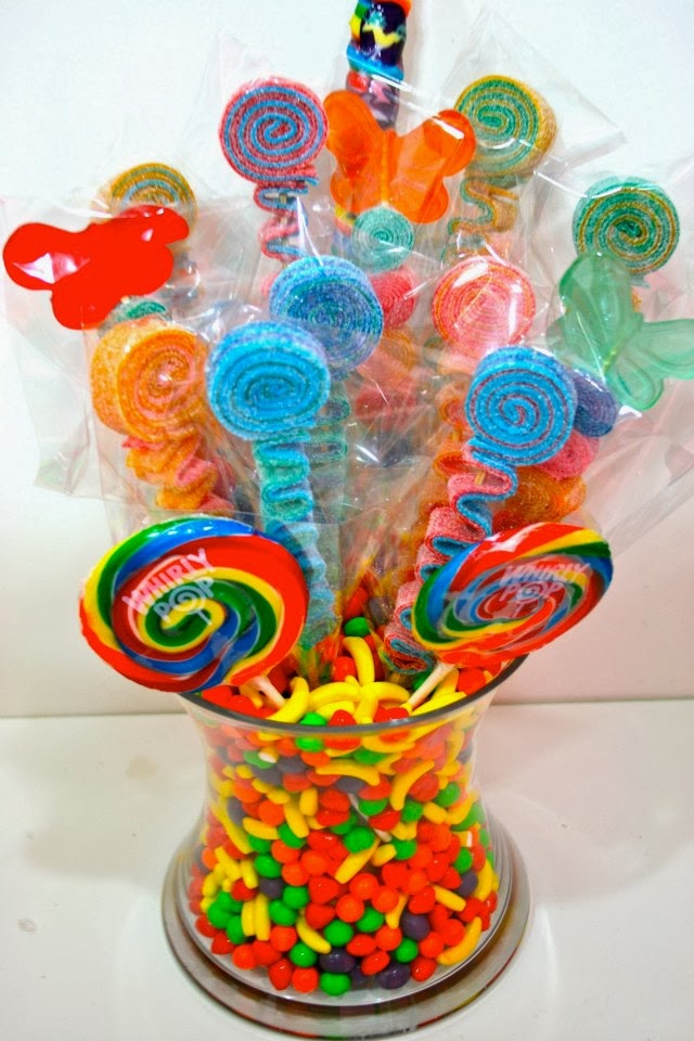 Candy Centerpieces, Custom Lollipop Decor, Rainbow, Candy Land, Wonka