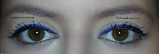 Bright blue and black ombre eyeliner look