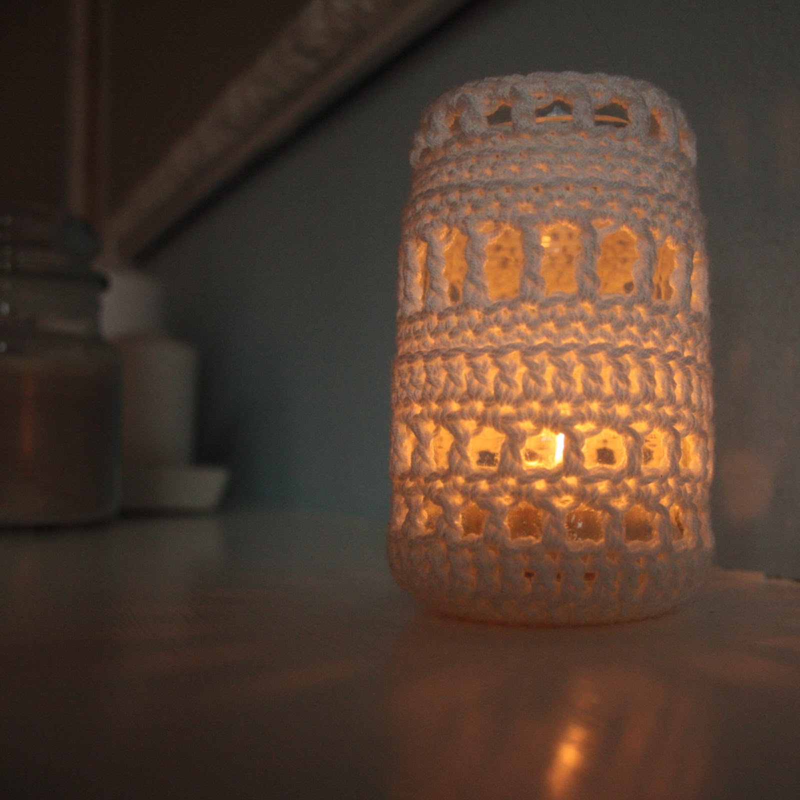Another Sunday Girl Crochet Jar Cover Candle Holders