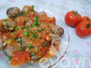 Nấm nhồi thịt hấp sốt cà chua