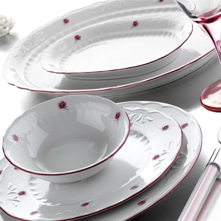 Gural Porselen Bone Has 52 Parca Cicek Desen Yemek Seti Pembe Trendyol
