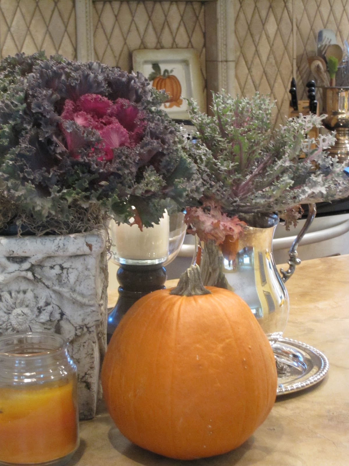 Simple Details fall decor with kale