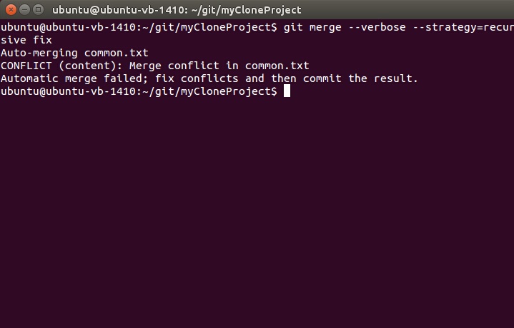 Git merge with strategy recursive failed