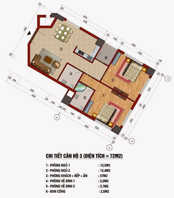 Căn hộ CT1 Trung Văn diện tích 72 m2