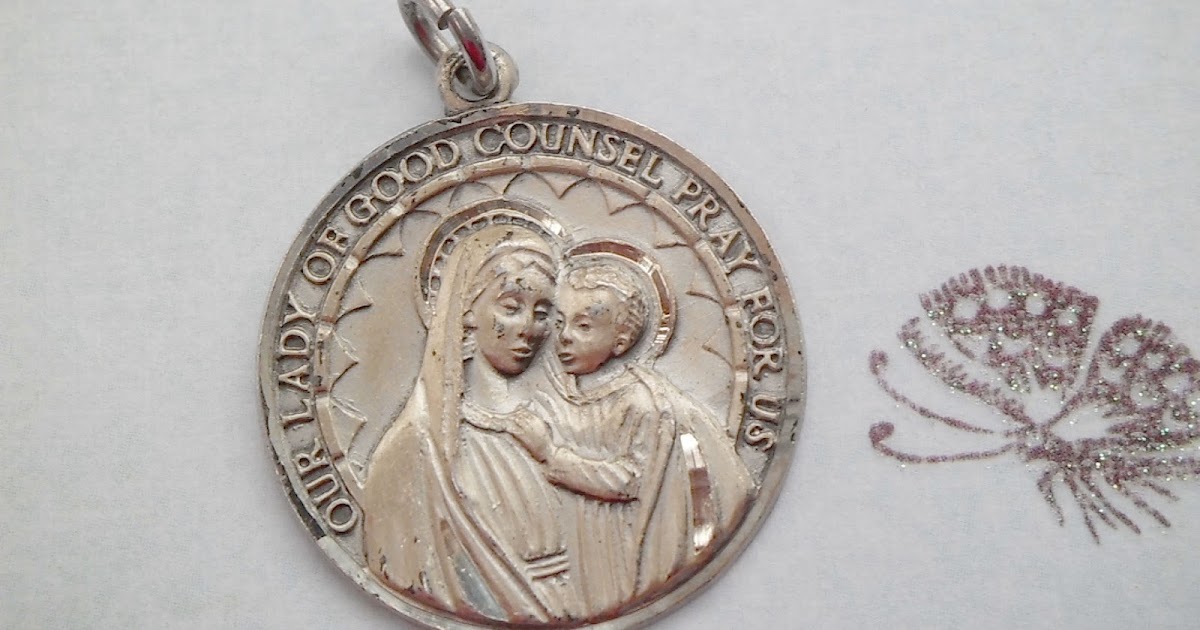 Vintage Religious Medals Vintage STERLING Silver Our Lady Of Good Counsel Virgin Mary Religious