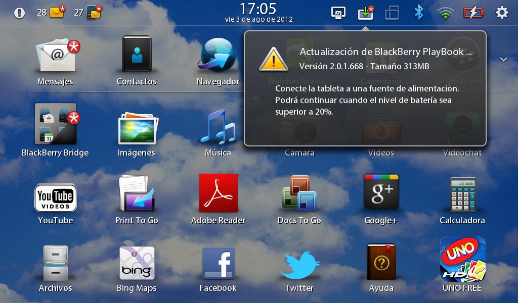 BlackBerry PlayBook actualización