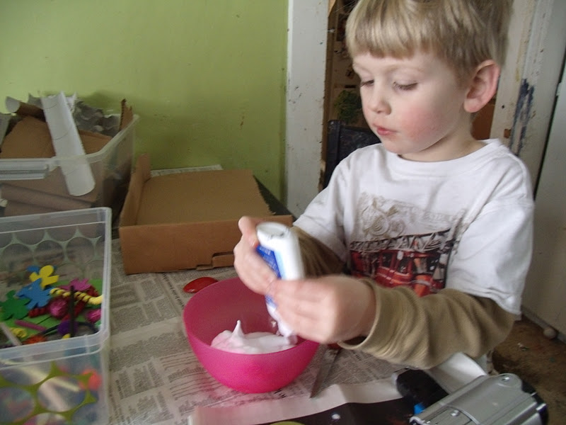 What's Fun Today? Snowy Shaving Cream and Cardboard Sculptures