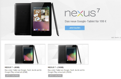 Darstellung des Nexus 7