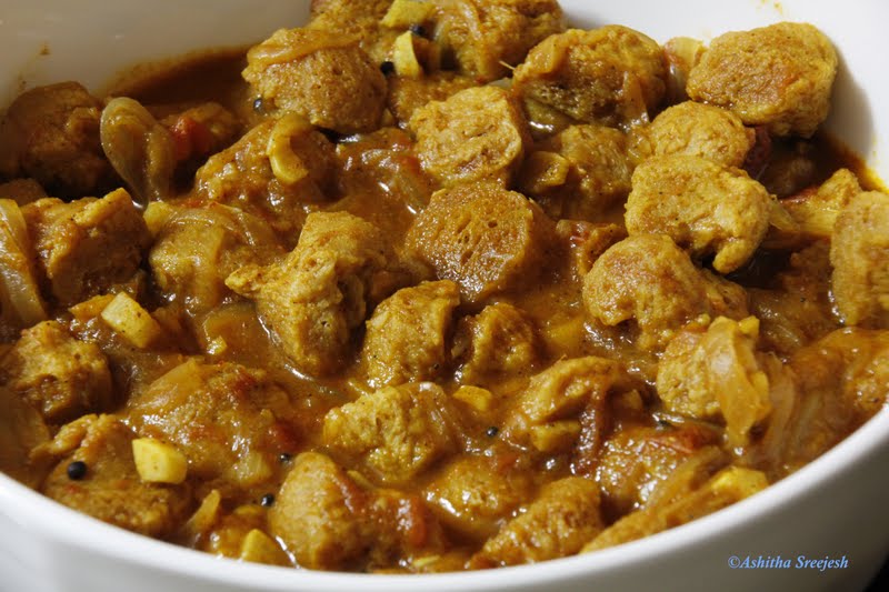 Try me from Recipe Basket....... Soybean chunk curry
