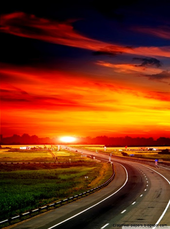 Highway At Sunset HD desktop wallpaper High Definition Highway At Sunset HD desktop wallpaper High Definition