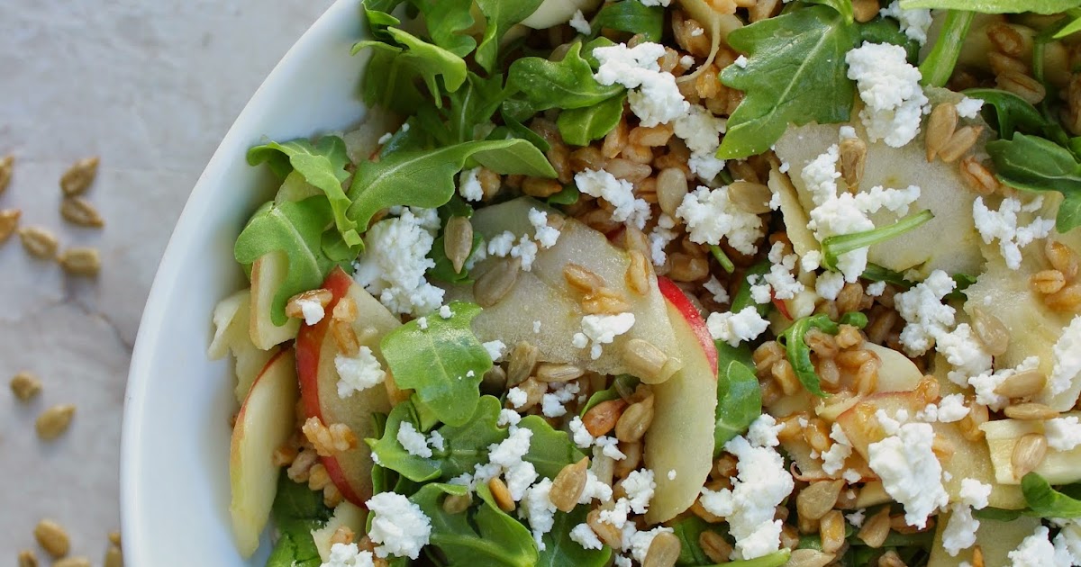 Stew or a Story Apple Cider Farro Salad with Arugula, Shaved Apple