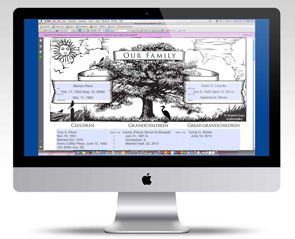 Family Tree Printable Descendant Chart Template