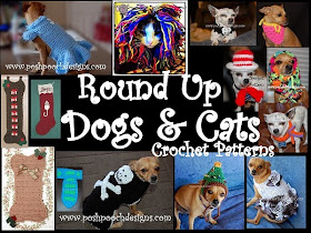 Round Up ~Dogs & Cats Crochet Patterns http://www.niftynnifer.com/2014/10/round-up-dogs-cats-crochet-patterns.html #Crochet #Crochetroundup #Crochetpets