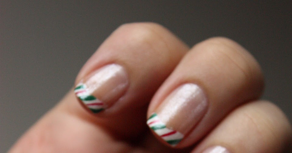 Mommy Does Her Nails Candy Cane Tips and all the shimmer