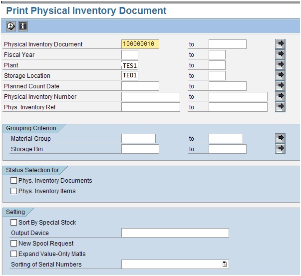 SAP Help Online STEPS HOW TO PRINT PHYSICAL INVENTORY DOCUMENT IN SAP IM