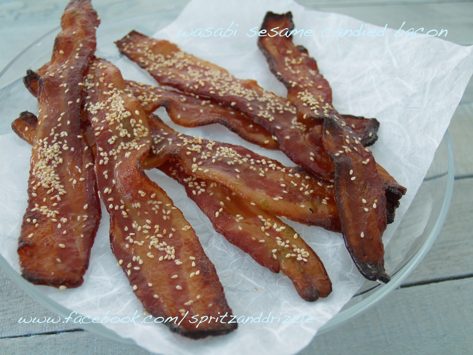 spritz and drizzle wasabi sesame candied bacon