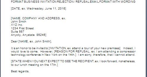 Business Invitation Decline Letter